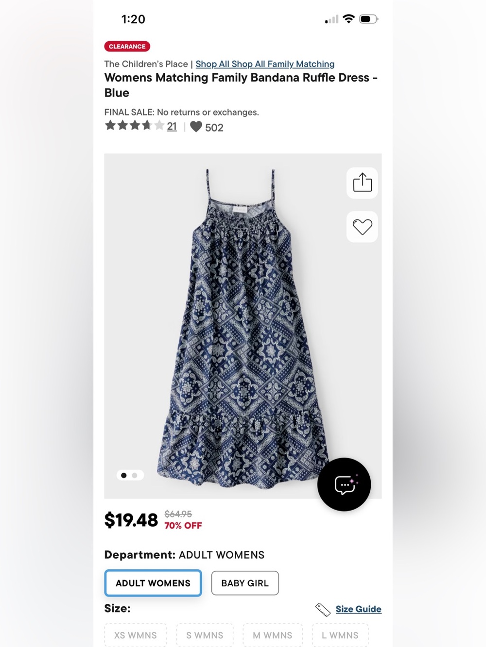 The Children's Place Blue Bandana-Print Ruffle-Spaghetti Dress